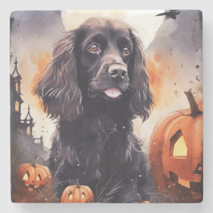 Dessous-de-verre En Pierre Cocker Spaniel Halloween avec citrouilles