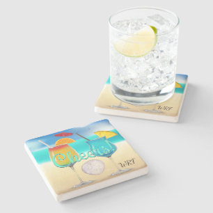 Dessous-de-verre En Pierre Cocktails Dessous de verre de Monogramme de plage