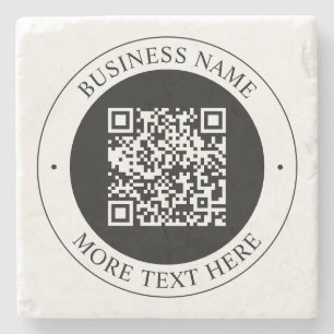 Dessous-de-verre En Pierre Code QR avec nom d'entreprise Texte circulaire mod
