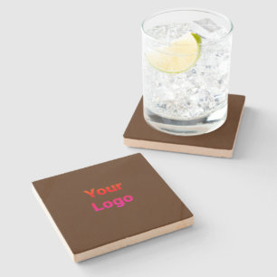Dessous-de-verre En Pierre Code QR personnalisé simple ajouter votre nom logo