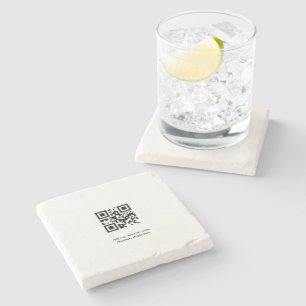 Dessous-de-verre En Pierre Code QR personnalisé simple ajouter votre nom logo
