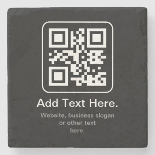 Dessous-de-verre En Pierre Code QR scannable moderne Noir Blanc & Gris