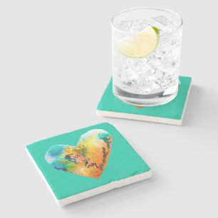 Dessous-de-verre En Pierre Coeur de graffiti d'aquarelle