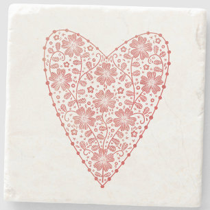 Dessous-de-verre En Pierre Coeur rouge scandinave blanc