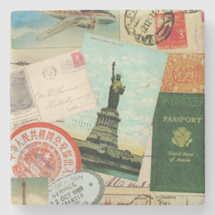 Dessous-de-verre En Pierre collage vintage moderne de voyage