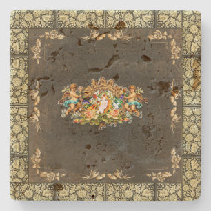 Dessous-de-verre En Pierre Collage vintage Retro avec dentelle et fleurs