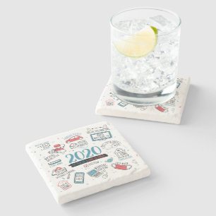 Dessous-de-verre En Pierre Commémorer les activités de verrouillage de quaran