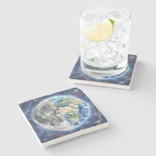 Dessous-de-verre En Pierre Conception céleste de galaxie à l'aquarelle Terre