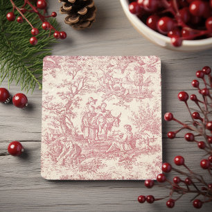 Dessous-de-verre En Pierre Conception d'arbre Toile de Jouy rouge vintage