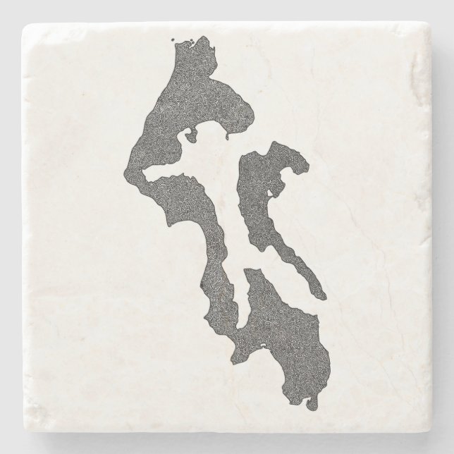 Dessous-de-verre En Pierre Conception de carte du comté d'Island de Whidbey I (Devant)