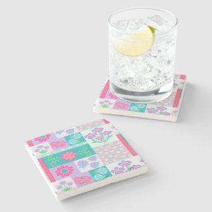 Dessous-de-verre En Pierre Conception de fleurs vibrantes en fleurs