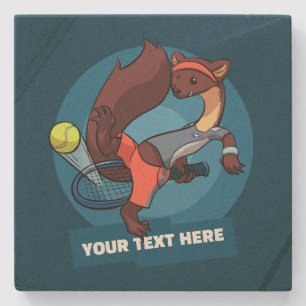 Dessous-de-verre En Pierre Conception de tir de tennis personnalisée avec tex