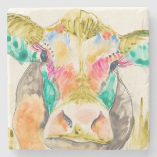 Dessous-de-verre En Pierre Conception de vache colorée