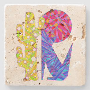 Dessous-de-verre En Pierre Conception du sud-ouest colorée d'art de loup de