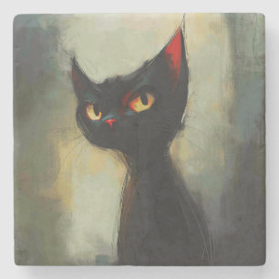Dessous-de-verre En Pierre Connaissant Black Ninja Cat