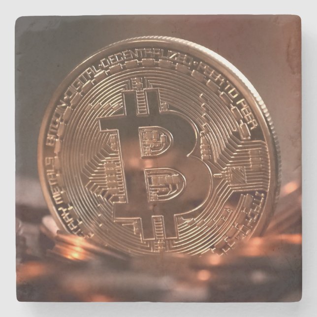 Dessous-de-verre En Pierre Cool et stash Bitcoin brillant (Devant)