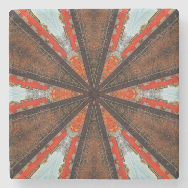 Dessous-de-verre En Pierre Cool Kaleidoscope Vue de l'industrie (Devant)