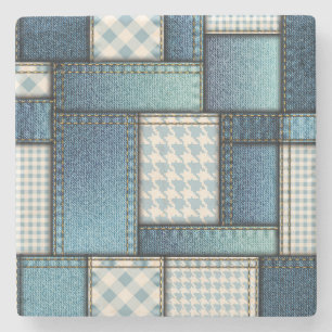 Dessous-de-verre En Pierre Cool Simulé tissu de denim bleu