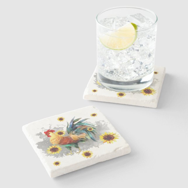 Dessous-de-verre En Pierre Coq avec Dessous de verre en pierre de tournesol (Côté)