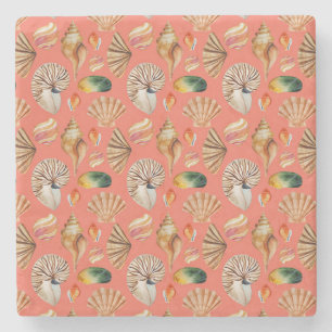 DESSOUS-DE-VERRE EN PIERRE COQUILLES MARINES