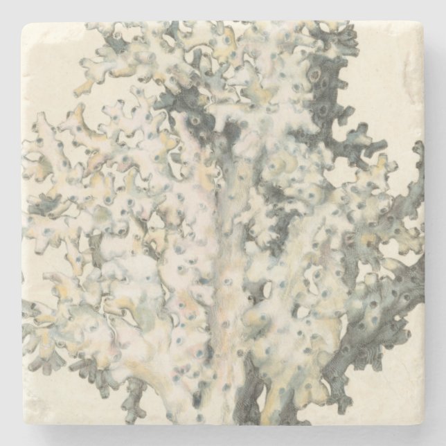 Dessous-de-verre En Pierre Corail d'aquarelle antique (Devant)