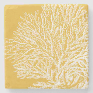 Dessous-de-verre En Pierre Corail jaune et blanc