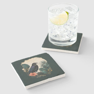 Dessous-de-verre En Pierre Corbeau dans le jardin émeraude