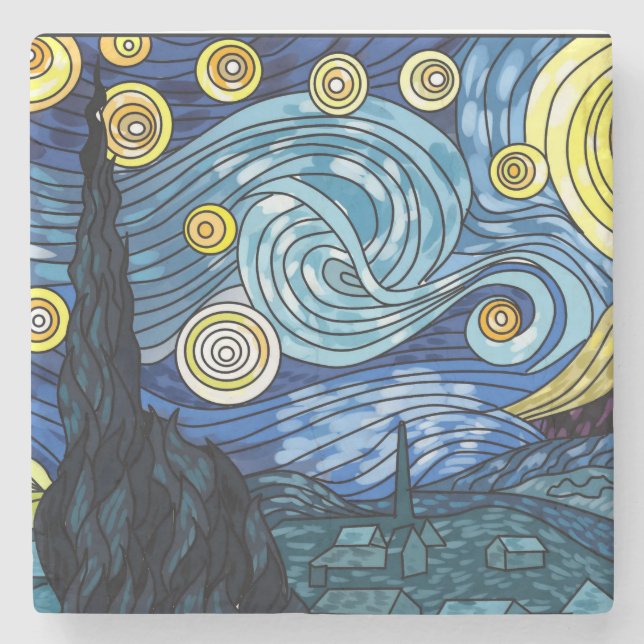 Dessous-de-verre En Pierre Coster en marbre de nuit étoilé (Devant)