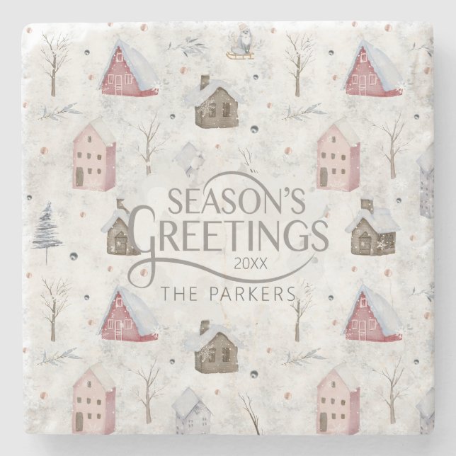 Dessous-de-verre En Pierre Cosy Home Christmas Pink ID985 (Devant)