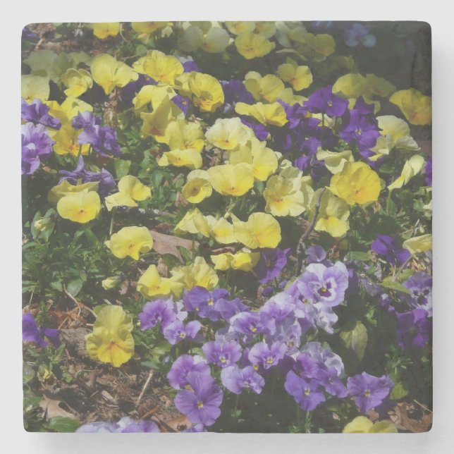 Dessous-de-verre En Pierre Coteau de panneaux violets et jaunes (Devant)