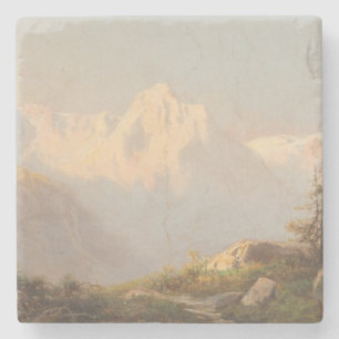 Dessous-de-verre En Pierre Coucher de soleil dans les montagnes - Carl Lafite