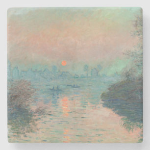 Dessous-de-verre En Pierre Coucher de soleil de Monet sur la Seine Impression