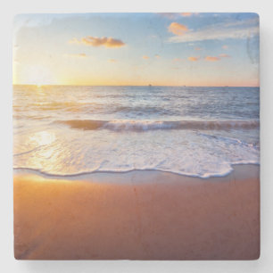 Dessous-de-verre En Pierre Coucher de soleil et plage