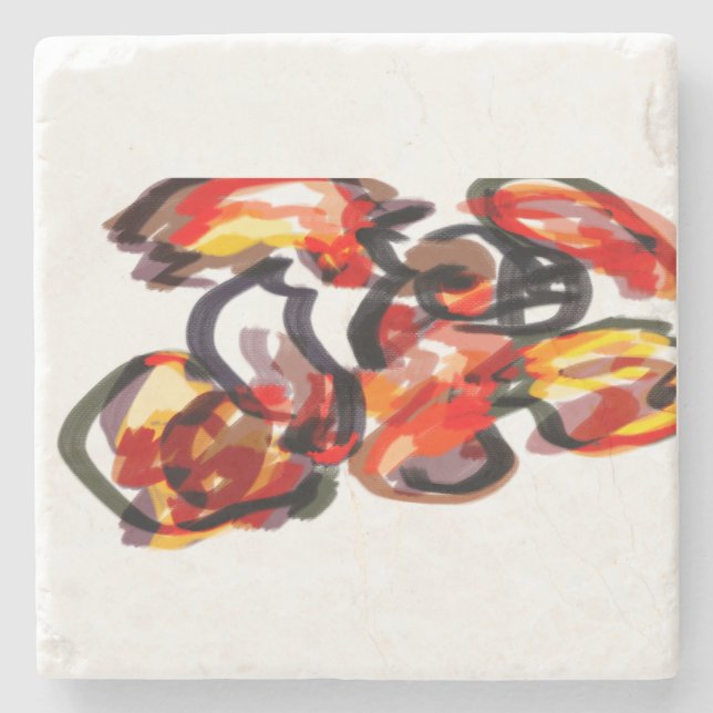 Dessous-de-verre En Pierre Coucher de soleil renard automne (Devant)