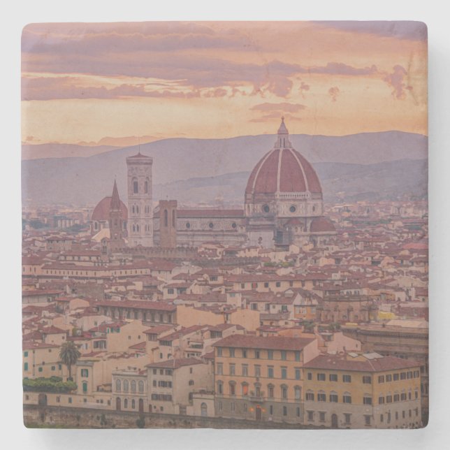 Dessous-de-verre En Pierre Coucher de soleil sur Florence, Italie (Devant)