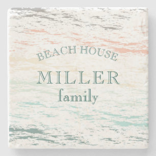 Dessous-de-verre En Pierre coucher de soleil sur la plage monogram beach hous