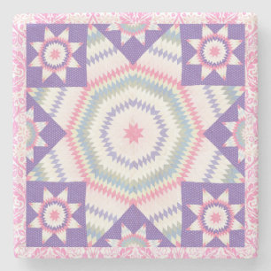 Dessous-de-verre En Pierre Couette rose violet Vintage style Carré Marbre