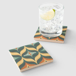 Dessous-de-verre En Pierre Couleur rétro les années 70 Motif Vintage
