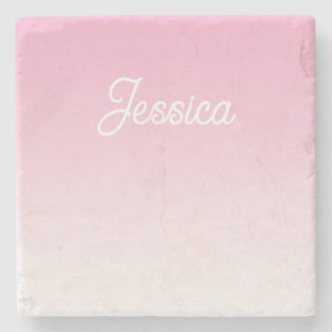 Dessous-de-verre En Pierre Couleur rose clair ombrée (modifiable) et votre te