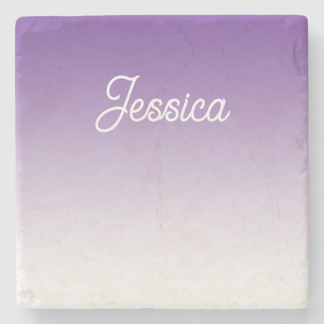 Dessous-de-verre En Pierre Couleur violette ombrée (modifiable) et votre text (Devant)