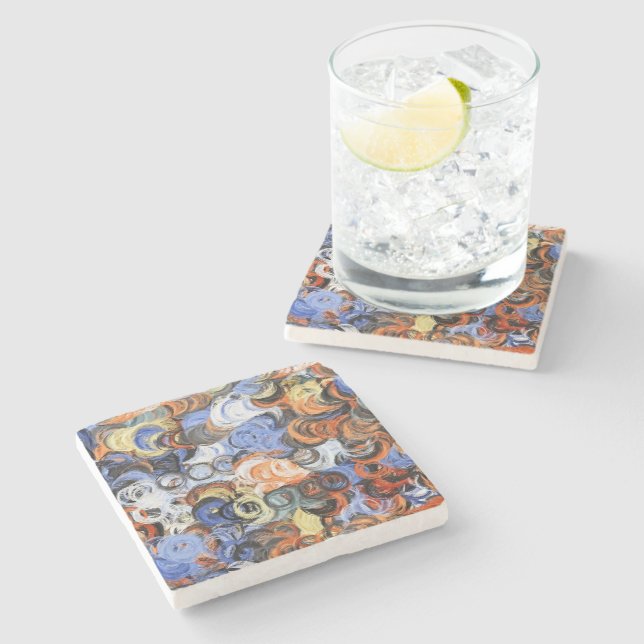 Dessous-de-verre En Pierre Couleurs Abstraites (Côté)