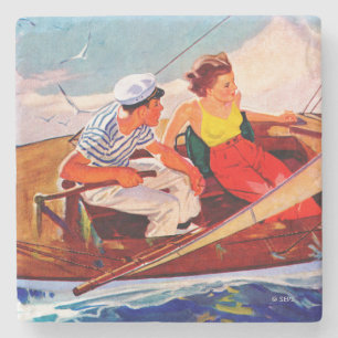 Dessous-de-verre En Pierre Couple Sailing par R.J. Cavaliere