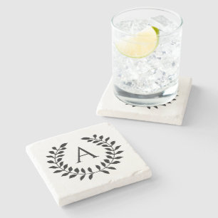 Dessous-de-verre En Pierre Couronne de laurier décorative avec monogramme per