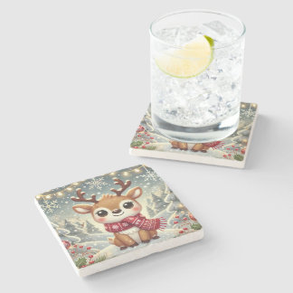 Dessous-de-verre En Pierre Cozy Christmas Reindeer in a Winter Wonderland