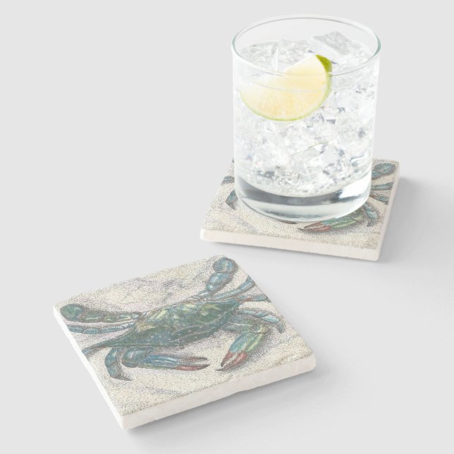 Dessous-de-verre En Pierre Crabe bleu de la baie Chesapeake (Côté)