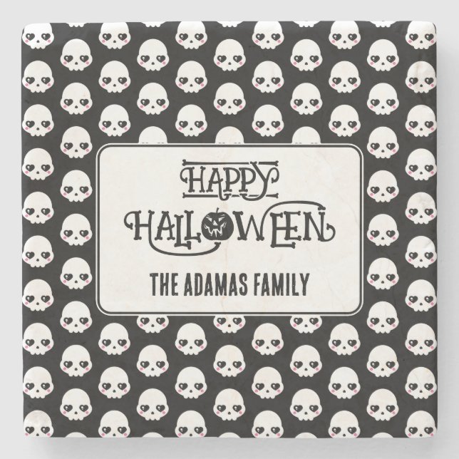 Dessous-de-verre En Pierre Crânes déplaisants Avec Nom (Devant)