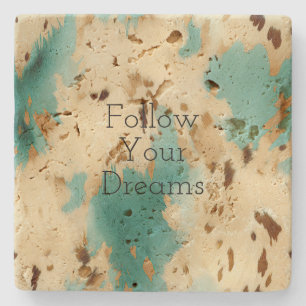 Dessous-de-verre En Pierre Cream Gold Turquoise Cowhide Animal