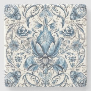Dessous-de-verre En Pierre Créez vos propres fleurs de chinoiserie bleue flor