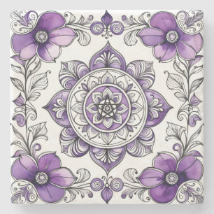 Dessous-de-verre En Pierre Créez vos propres violettes violettes florales Tal