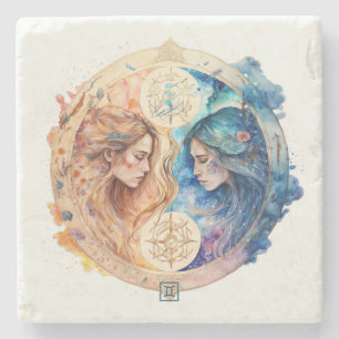 Dessous-de-verre En Pierre Créez votre Gémeaux aquarelle